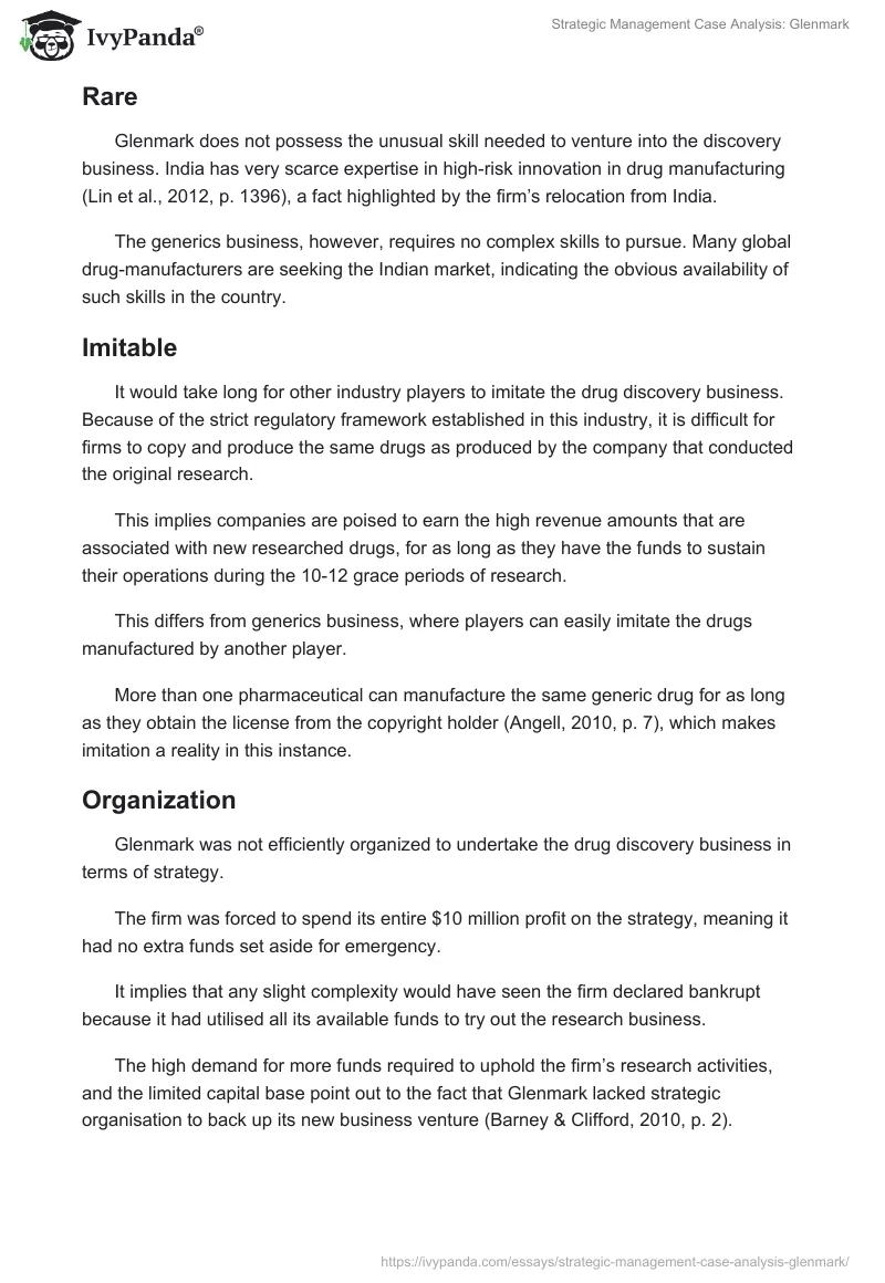 Strategic Management Case Analysis: Glenmark. Page 3