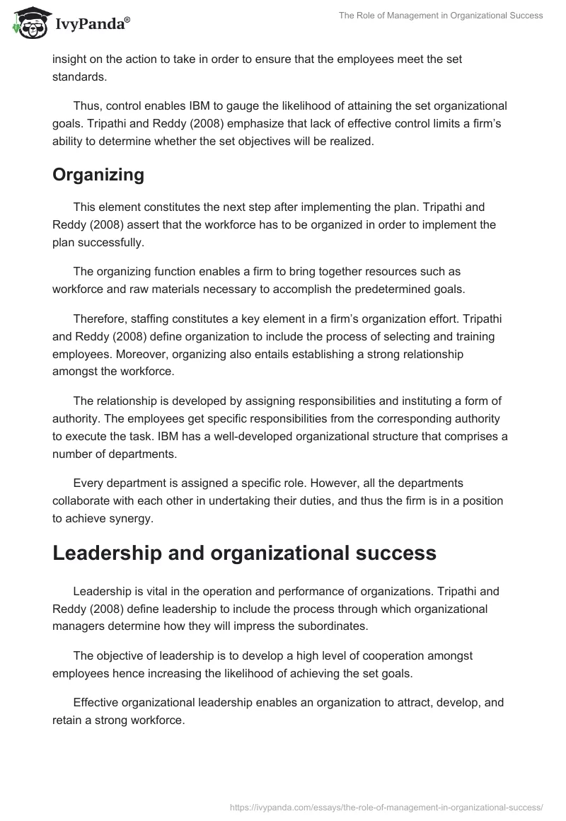 The Role of Management in Organizational Success. Page 4