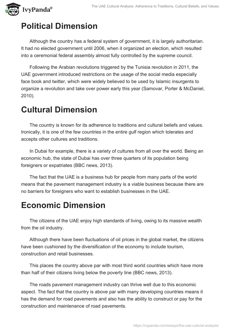 The UAE Cultural Analysis: Adherence to Traditions, Cultural Beliefs, and Values. Page 3