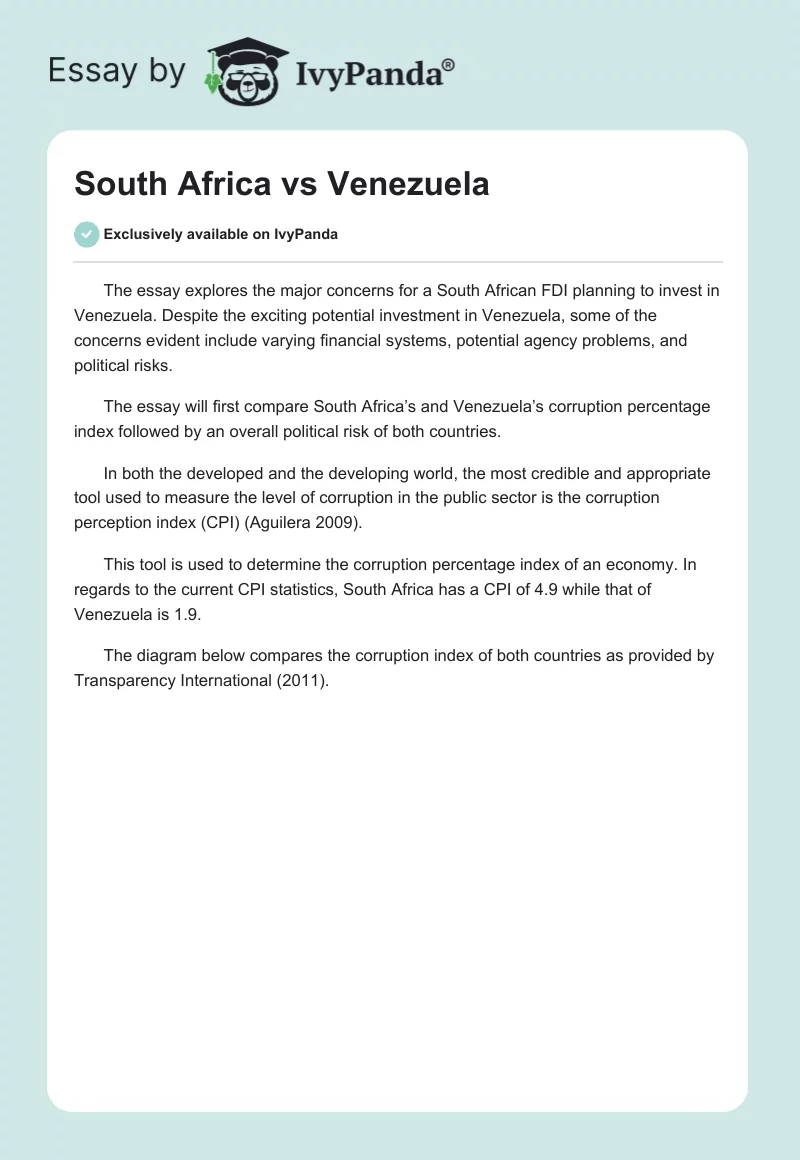 South Africa vs Venezuela. Page 1