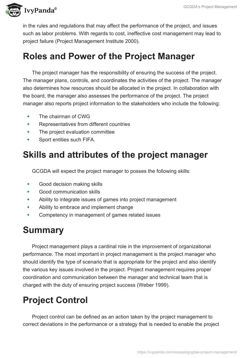 GCGDA’s Project Management. Page 3