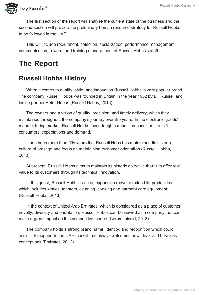 Russell Hobbs Company. Page 2
