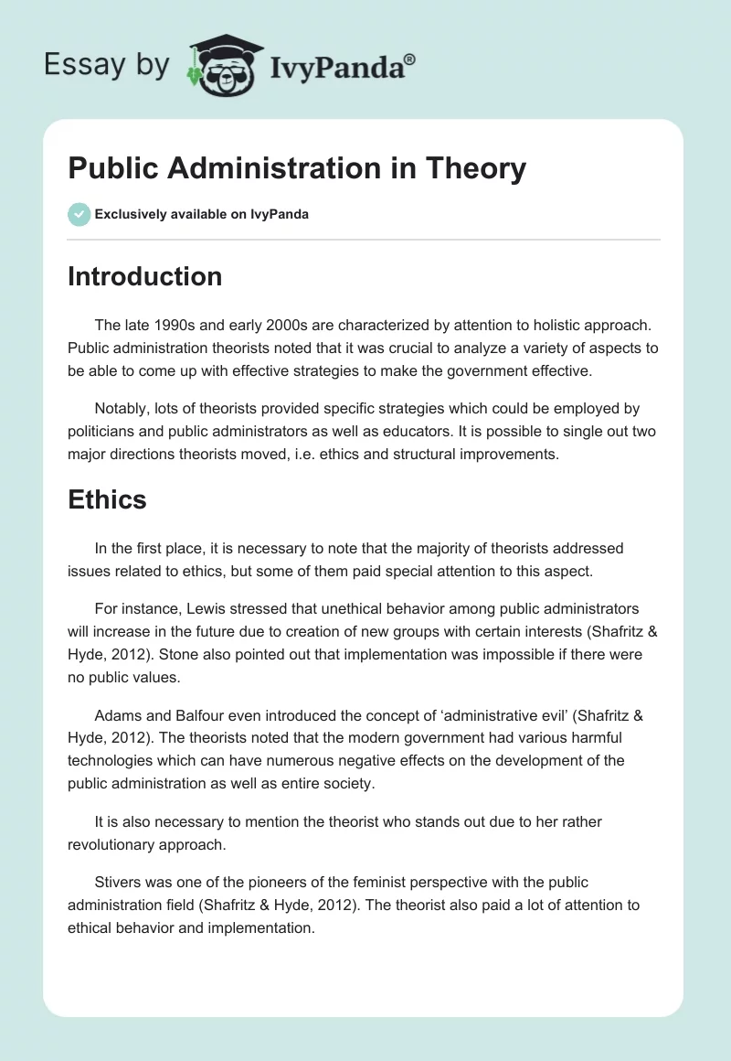 Public Administration in Theory. Page 1