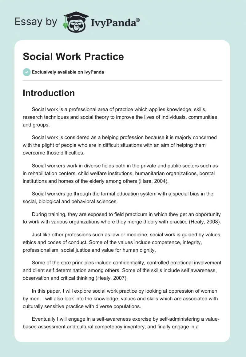 Social Work Practice. Page 1