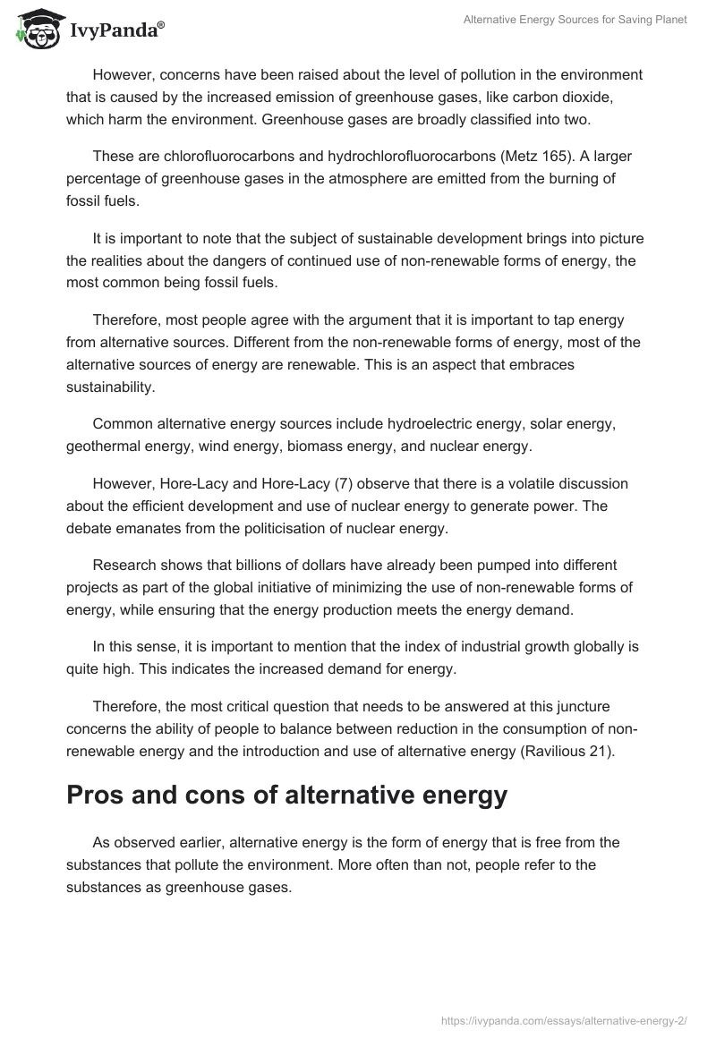Alternative Energy Sources for Saving Planet. Page 2