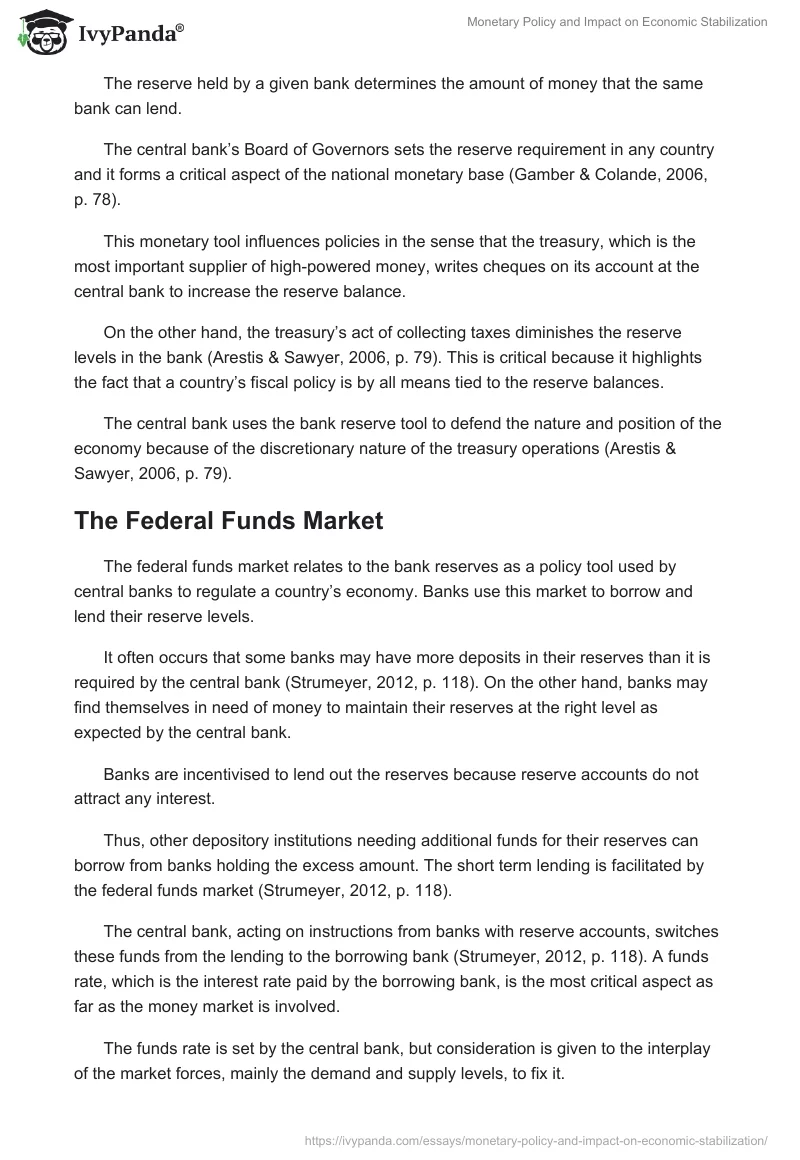 Monetary Policy and Impact on Economic Stabilization. Page 2