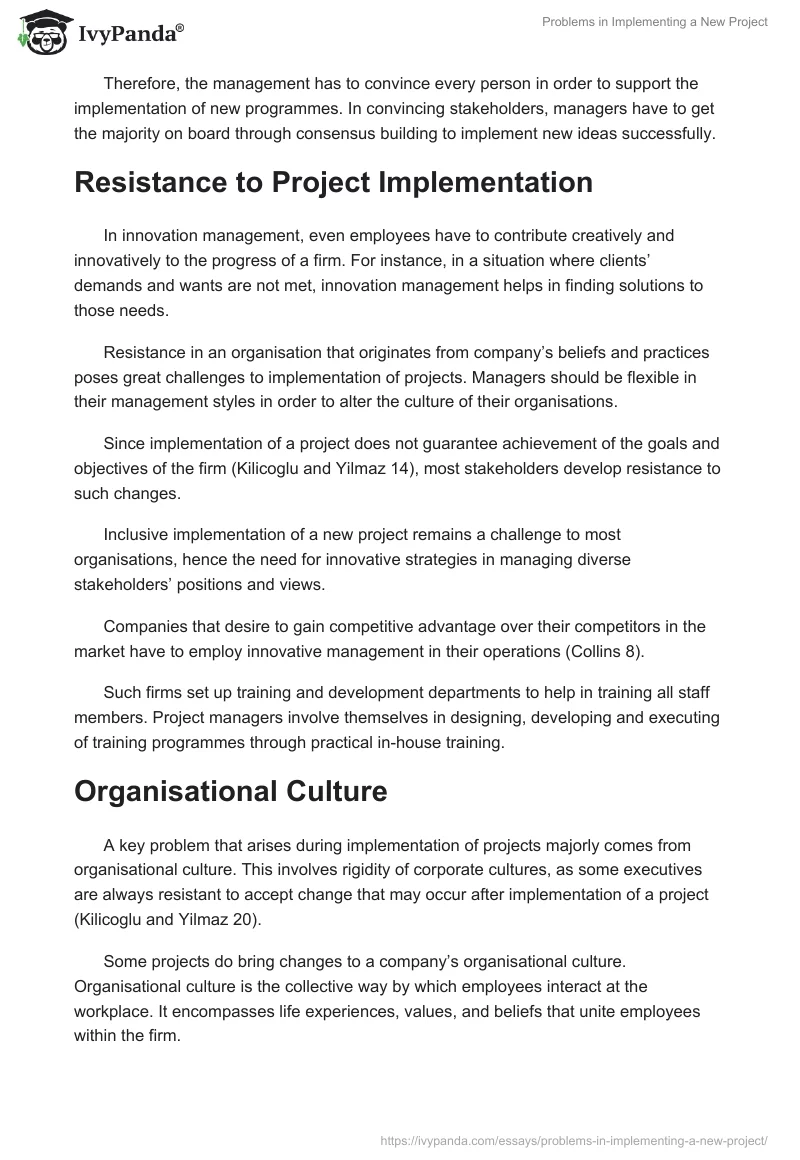 Problems in Implementing a New Project. Page 2