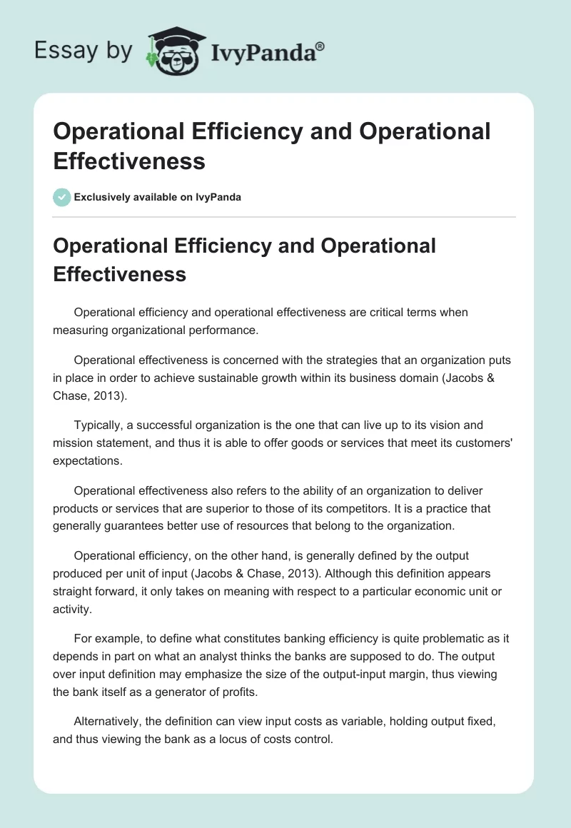 Operational Efficiency and Operational Effectiveness. Page 1