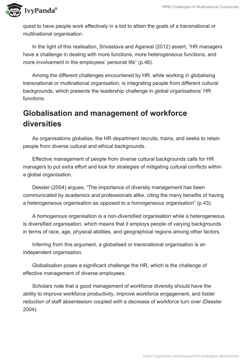 HRM Challenges in Multinational Companies. Page 2