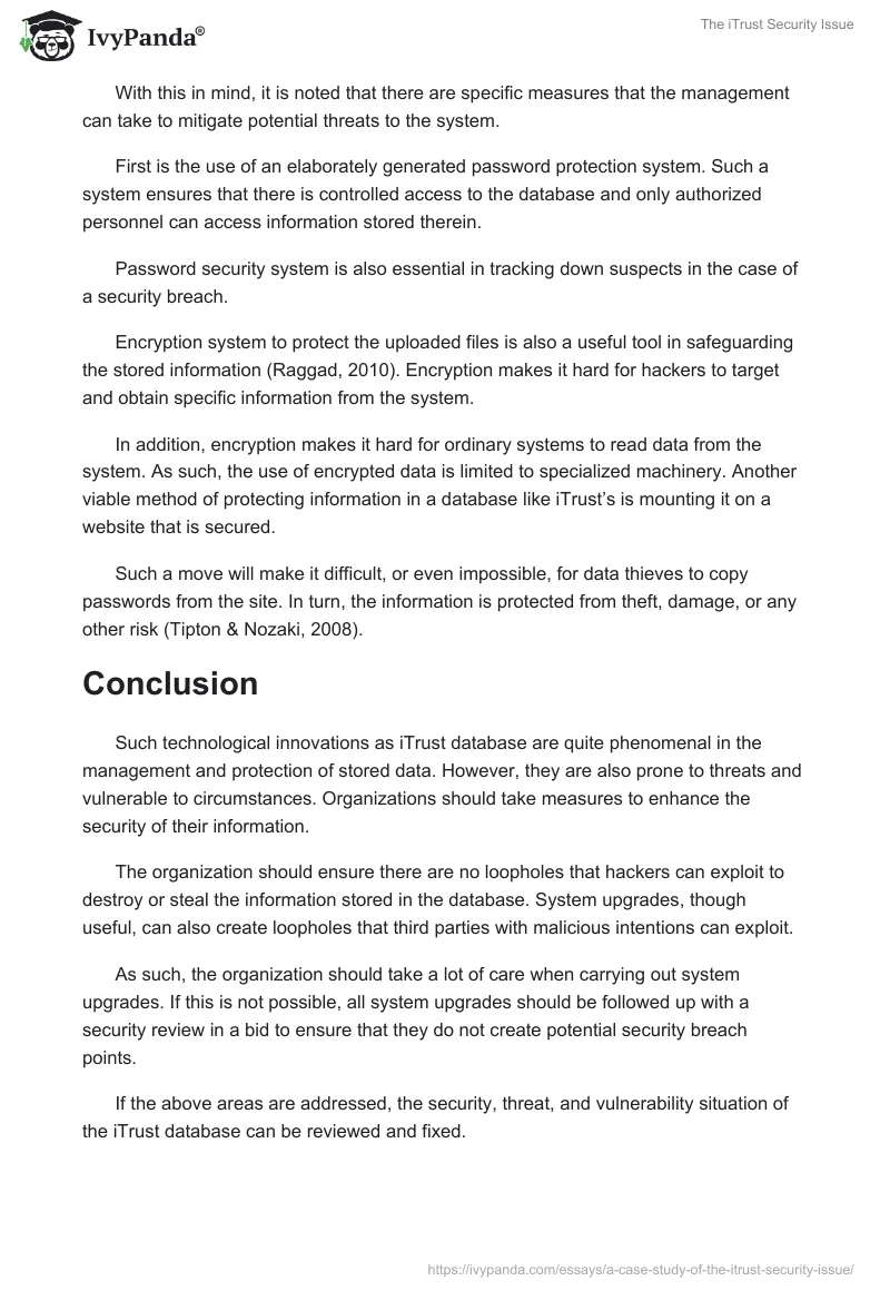 The iTrust Security Issue. Page 4