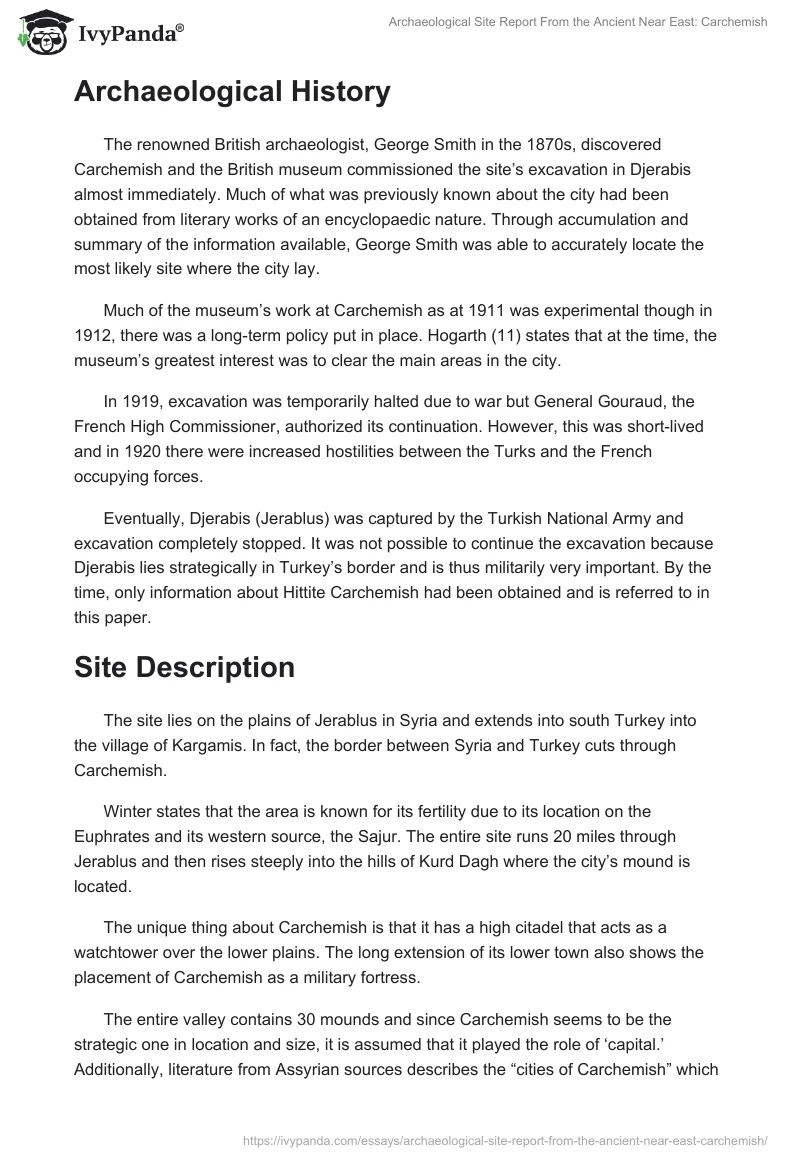 Archaeological Site Report From the Ancient Near East: Carchemish. Page 2