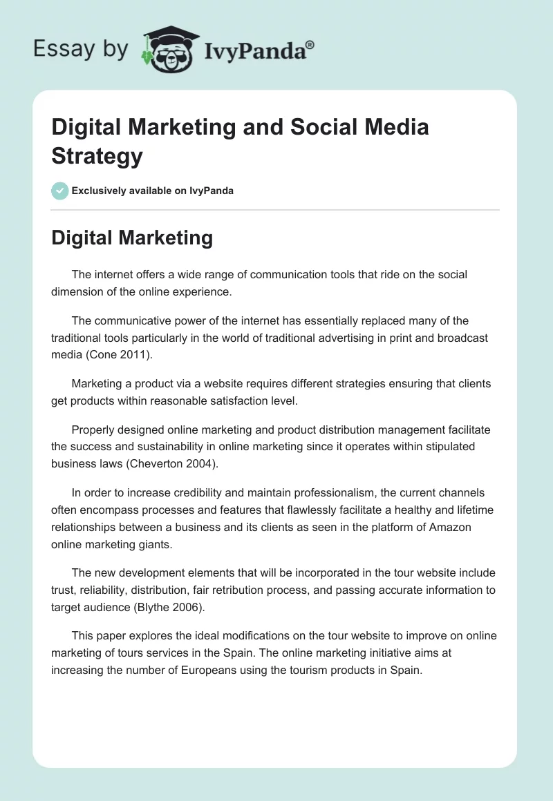Digital Marketing and Social Media Strategy. Page 1