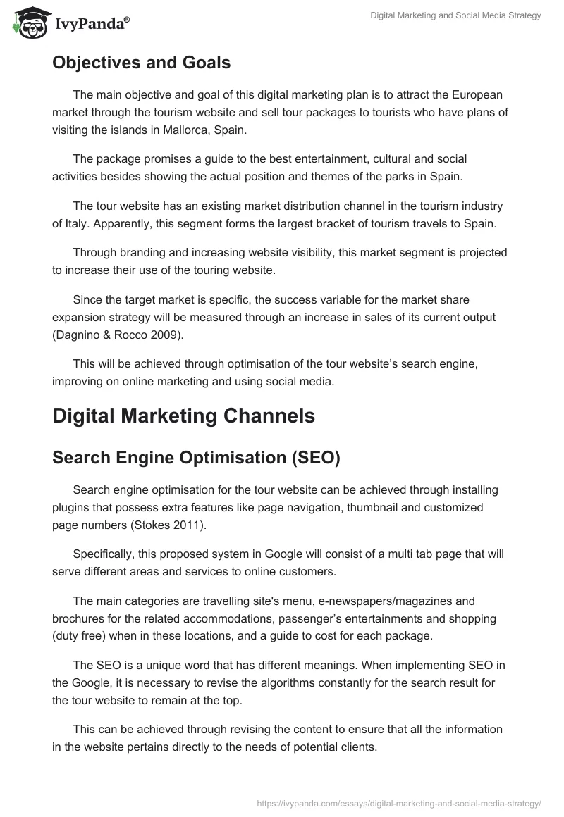 Digital Marketing and Social Media Strategy. Page 2