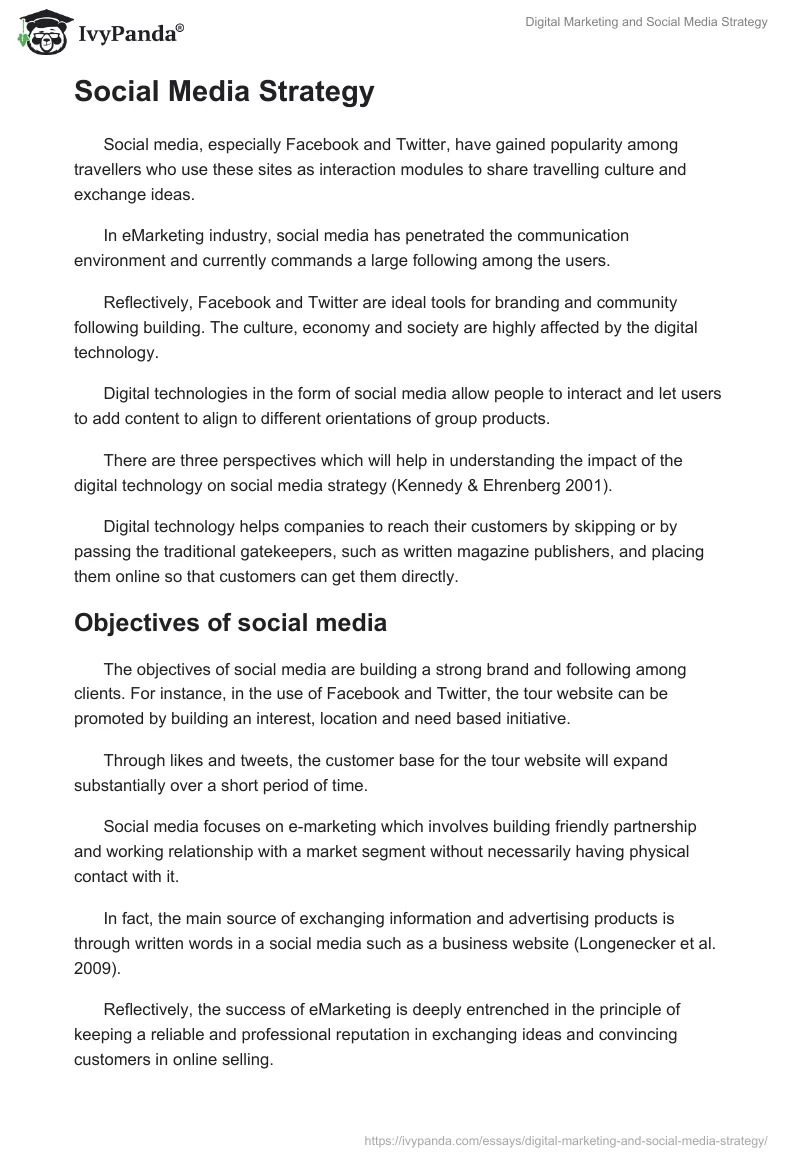 Digital Marketing and Social Media Strategy. Page 4