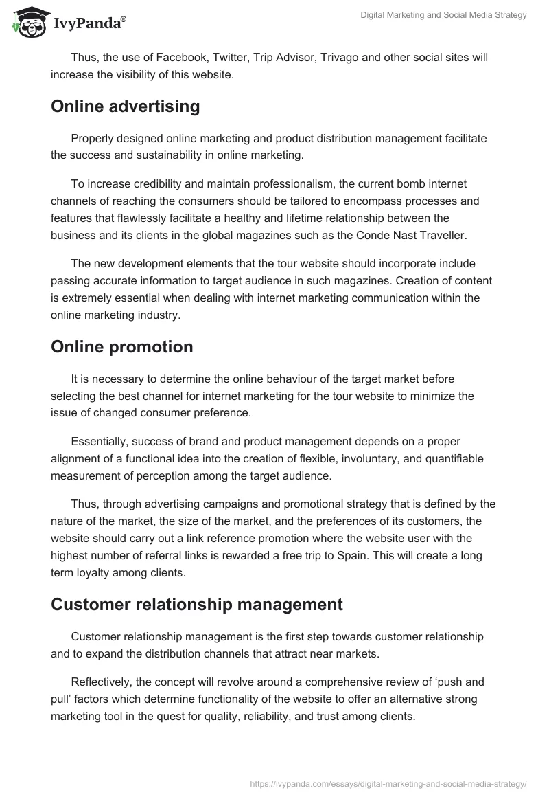 Digital Marketing and Social Media Strategy. Page 5