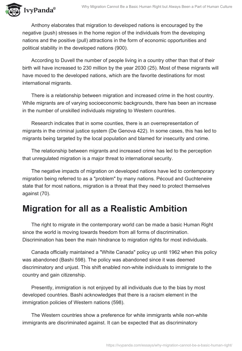 Why Migration Cannot Be a Basic Human Right but Always Been a Part of Human Culture. Page 4