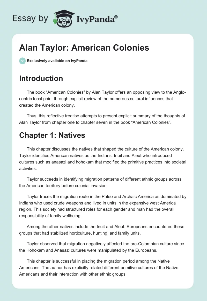 Alan Taylor: American Colonies. Page 1