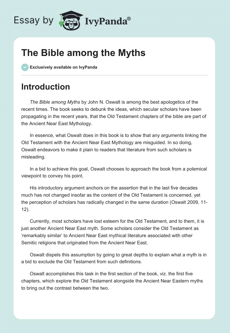 The Bible Among the Myths. Page 1