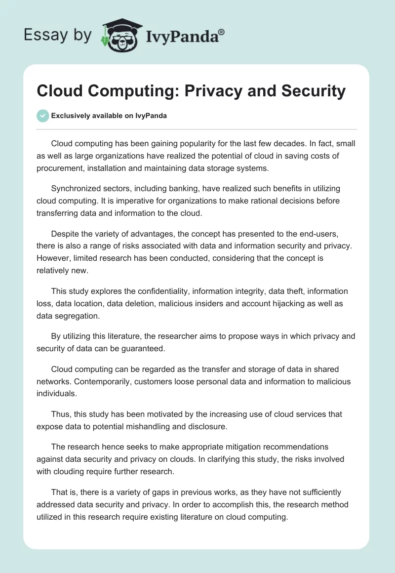 Cloud Computing: Privacy and Security. Page 1
