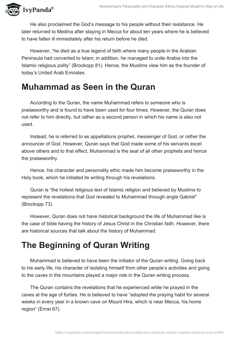 Muhammad’s Personality and Character Ethics Inspired Muslim’s Way of Life. Page 5