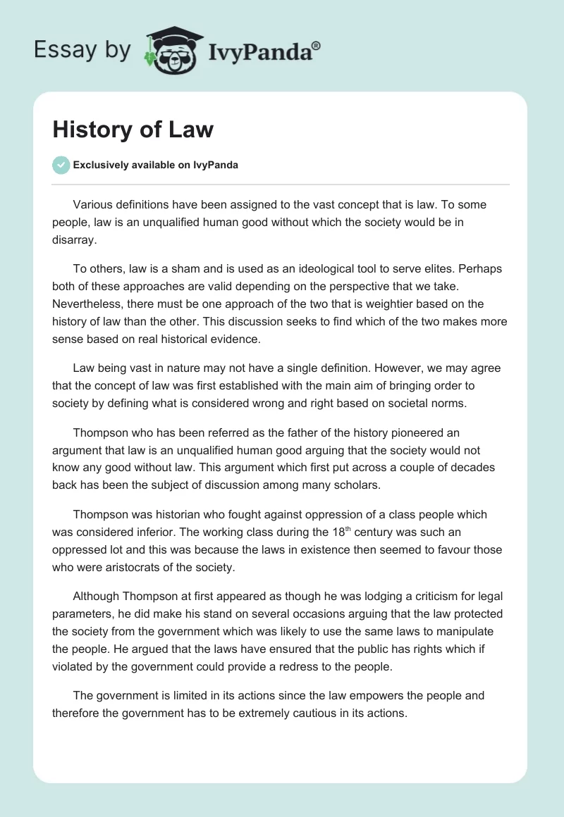 History of Law. Page 1