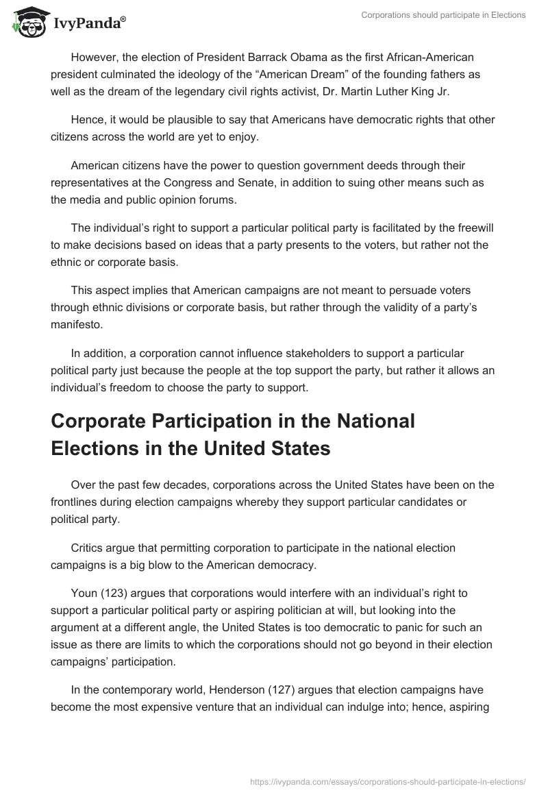 Corporations Should Participate in Elections. Page 2
