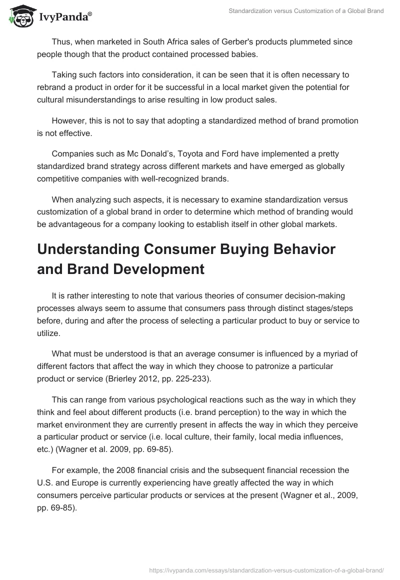 Standardization Versus Customization of a Global Brand. Page 3