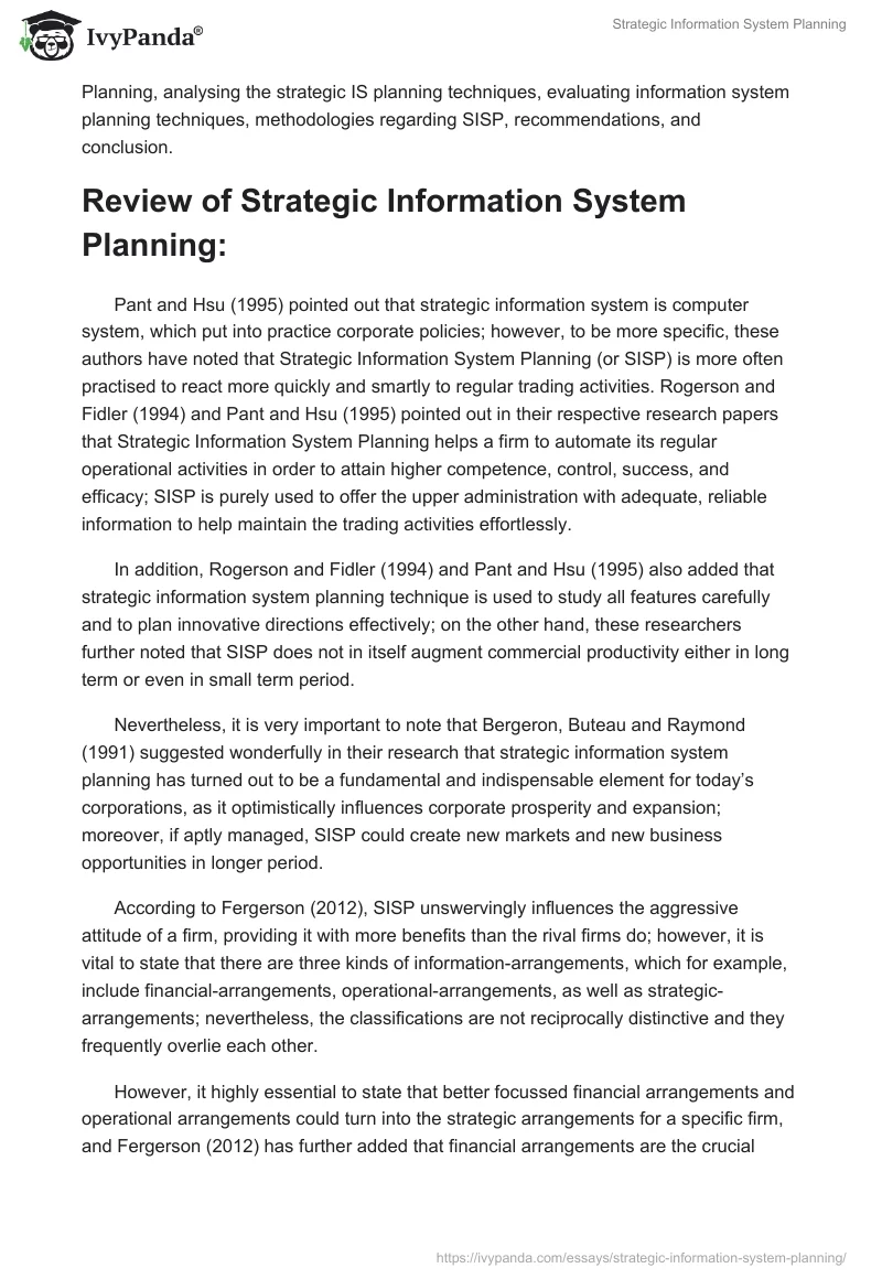 Strategic Information System Planning. Page 2