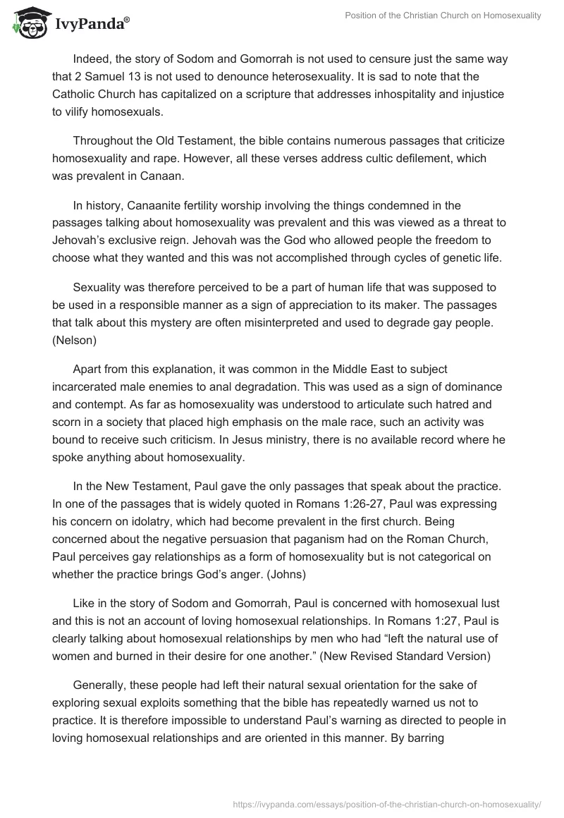 Position of the Christian Church on Homosexuality. Page 5