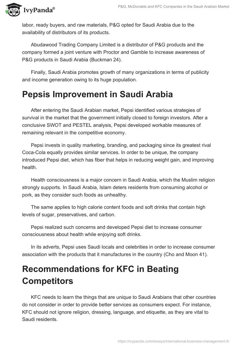 P&G, McDonalds and KFC Companies in the Saudi Arabian Market. Page 2