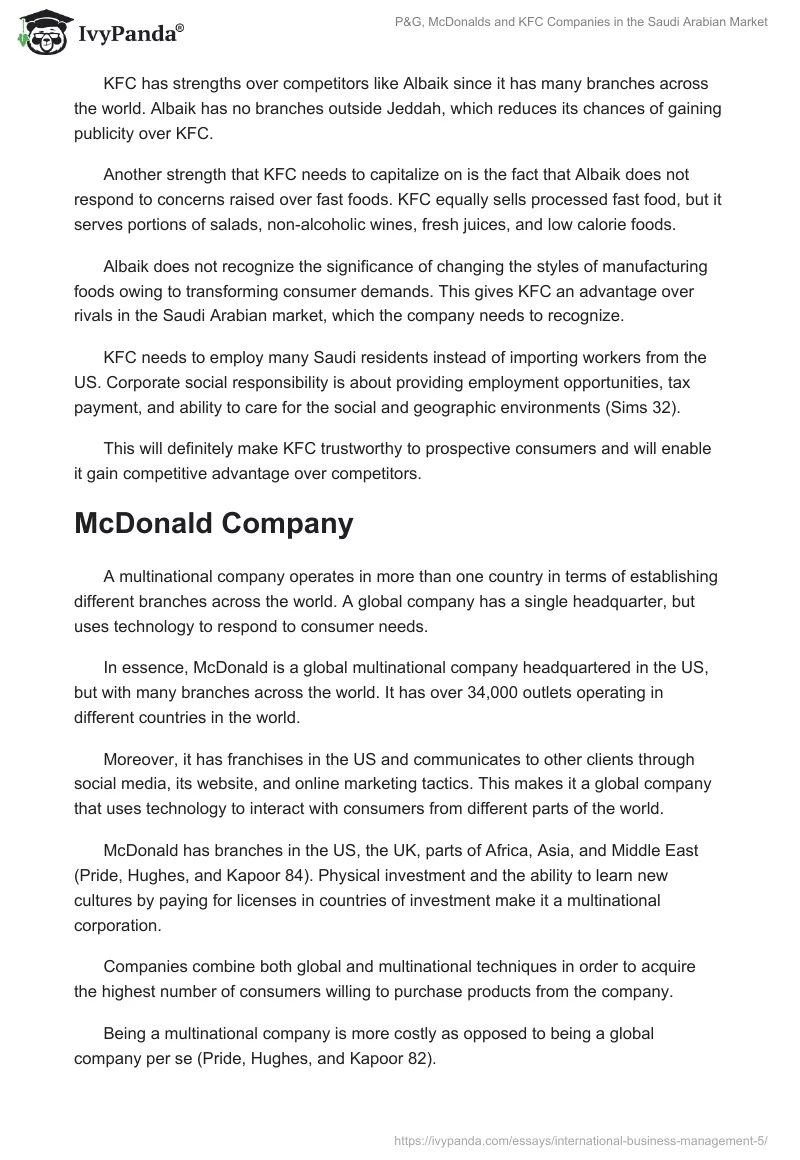 P&G, McDonalds and KFC Companies in the Saudi Arabian Market. Page 3
