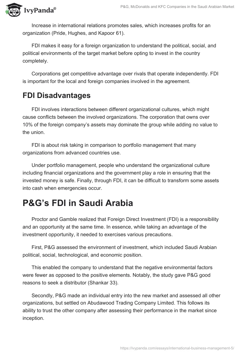 P&G, McDonalds and KFC Companies in the Saudi Arabian Market. Page 5