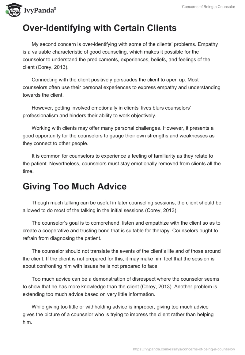 Concerns of Being a Counselor. Page 2