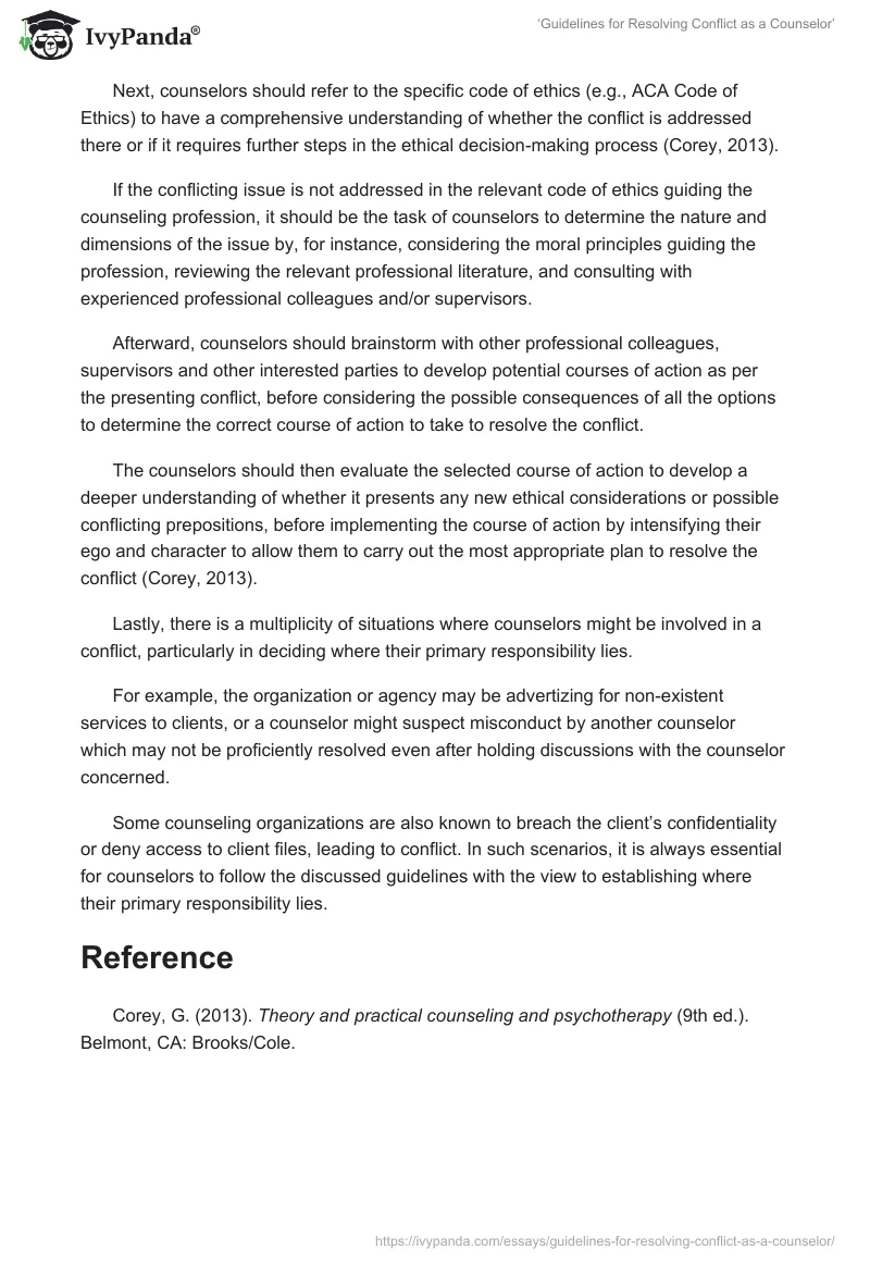 ‘Guidelines for Resolving Conflict as a Counselor’. Page 2
