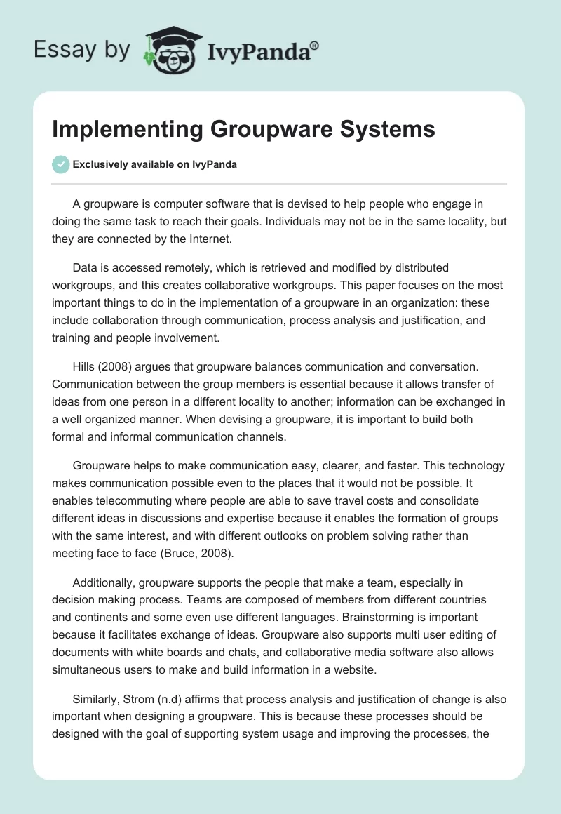 Implementing Groupware Systems. Page 1