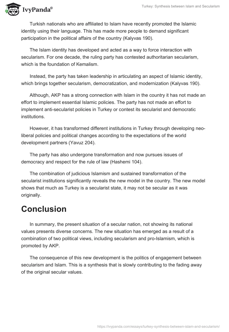 Turkey: Synthesis between Islam and Secularism. Page 2