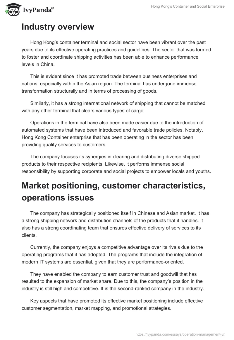 Hong Kong’s Container and Social Enterprise. Page 2