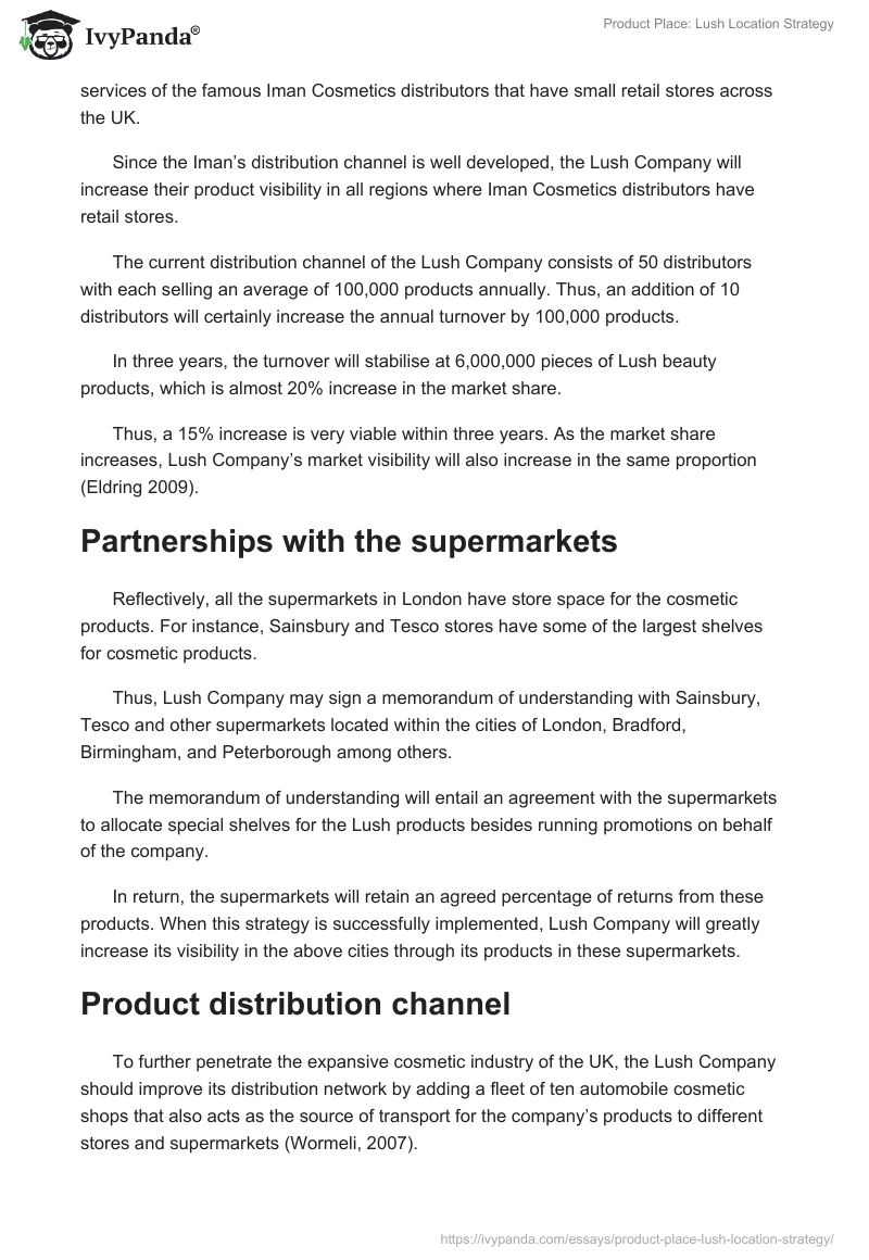 Product Place: Lush Location Strategy. Page 2