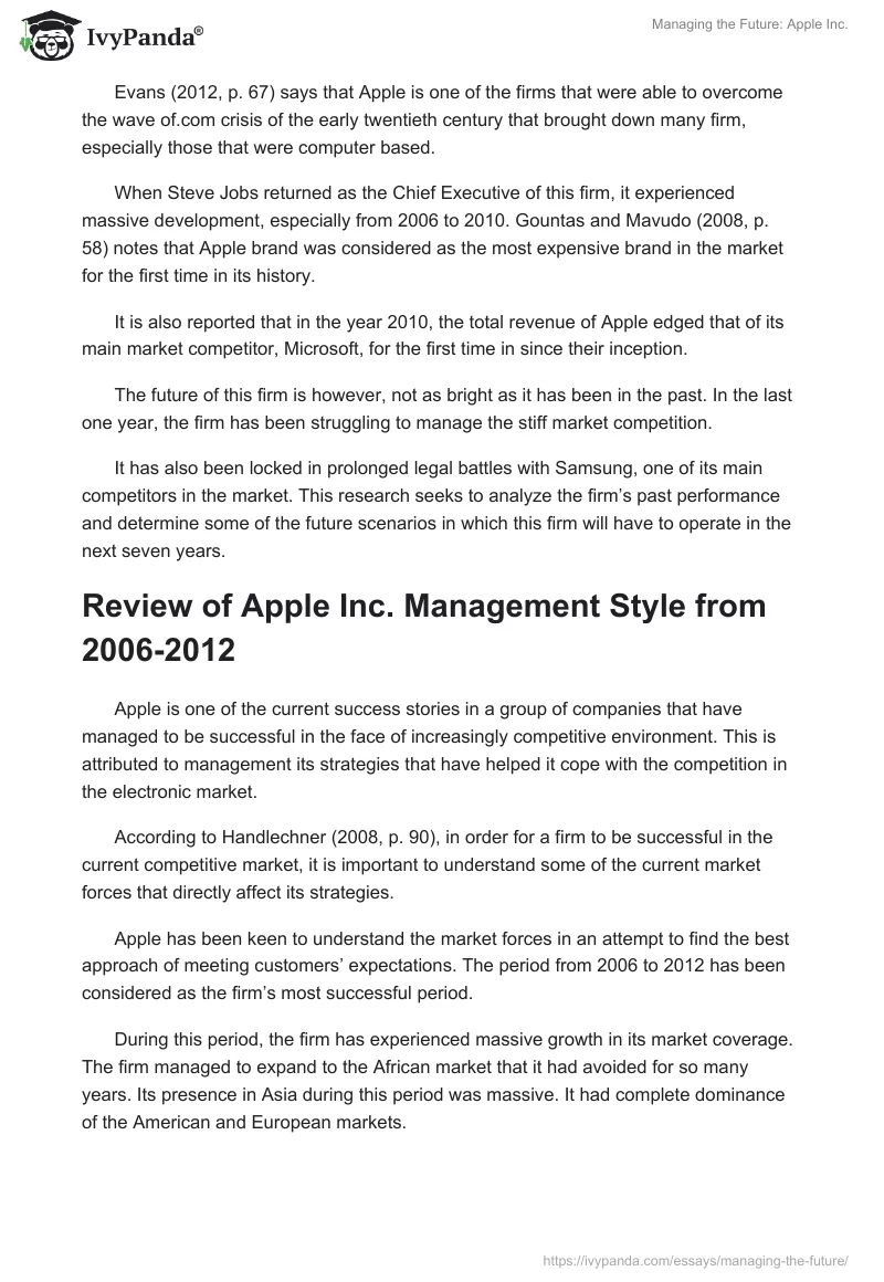 Managing the Future: Apple Inc.. Page 2