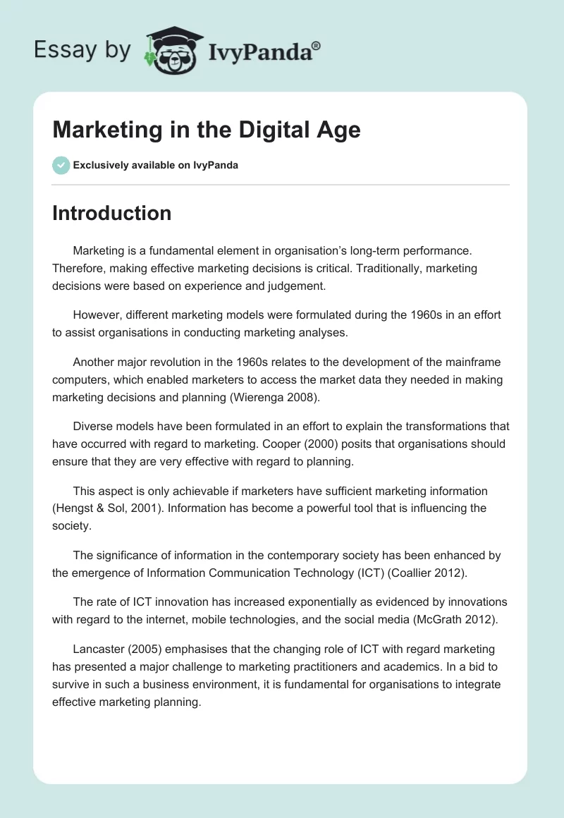 Marketing in the Digital Age. Page 1