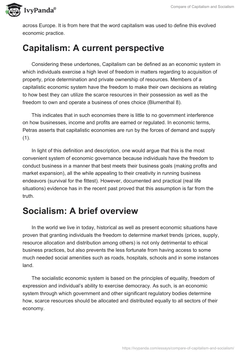 Compare of Capitalism and Socialism. Page 2