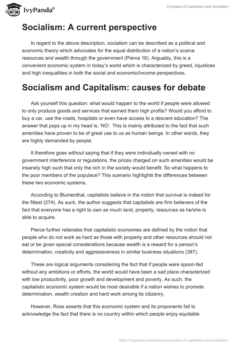 compare and contrast capitalism and socialism essay
