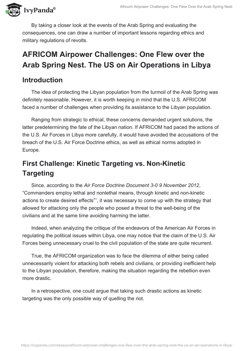 Africom Airpower Challenges: One Flew Over the Arab Spring Nest. Page 2