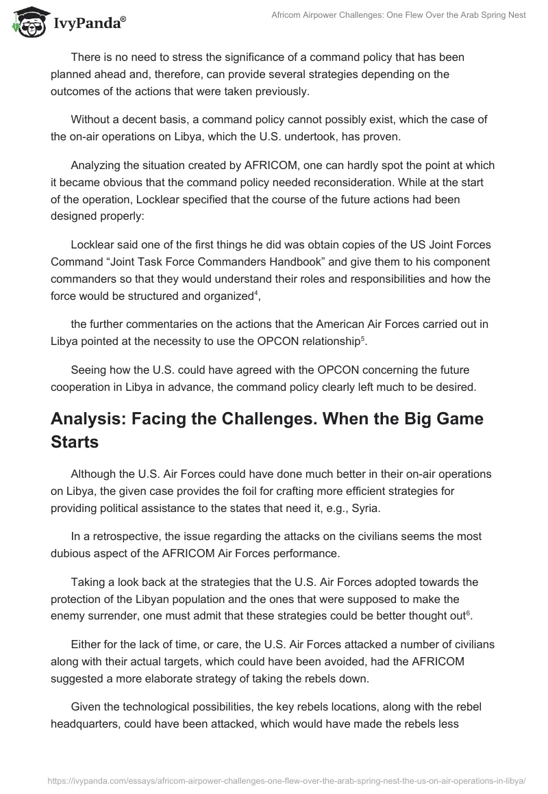 Africom Airpower Challenges: One Flew Over the Arab Spring Nest. Page 4