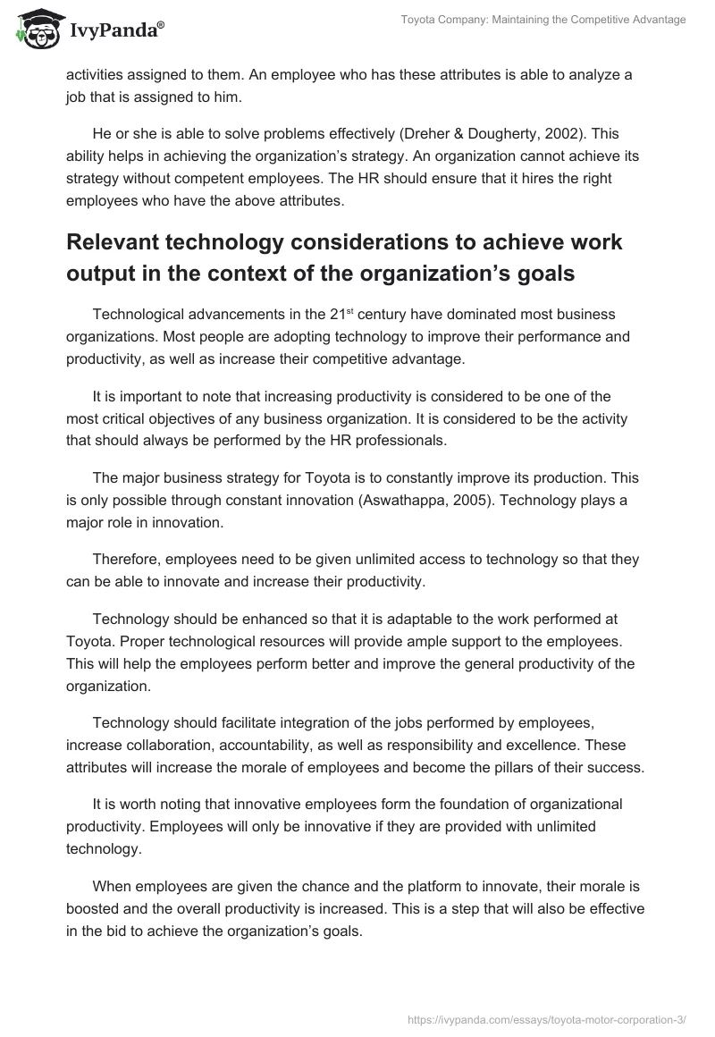 Toyota Company: Maintaining the Competitive Advantage. Page 4