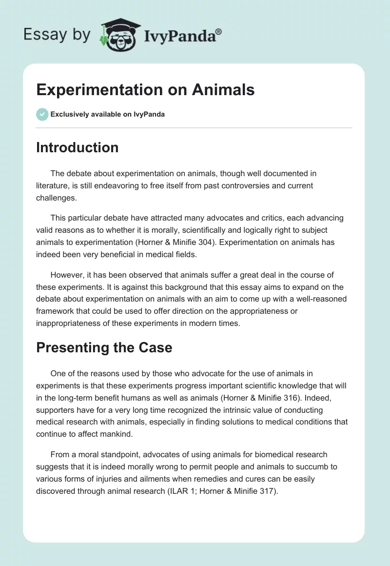 animal experimentation essay example