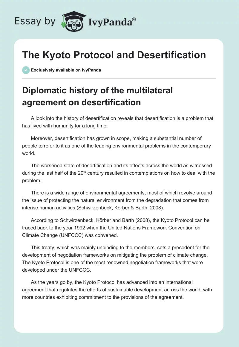 The Kyoto Protocol and Desertification. Page 1
