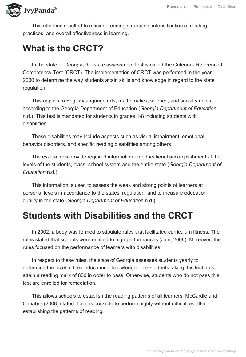 Remediation in Students with Disabilities. Page 3