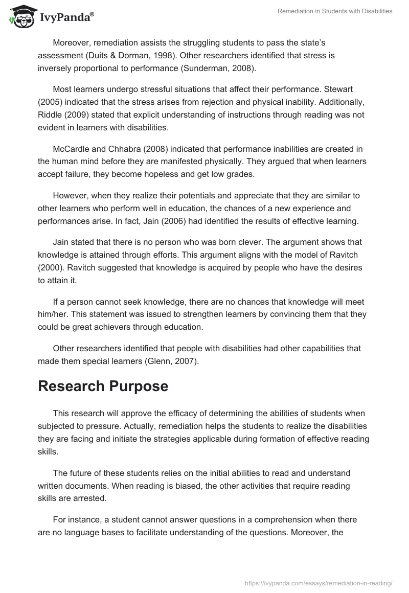 Remediation in Students with Disabilities. Page 4