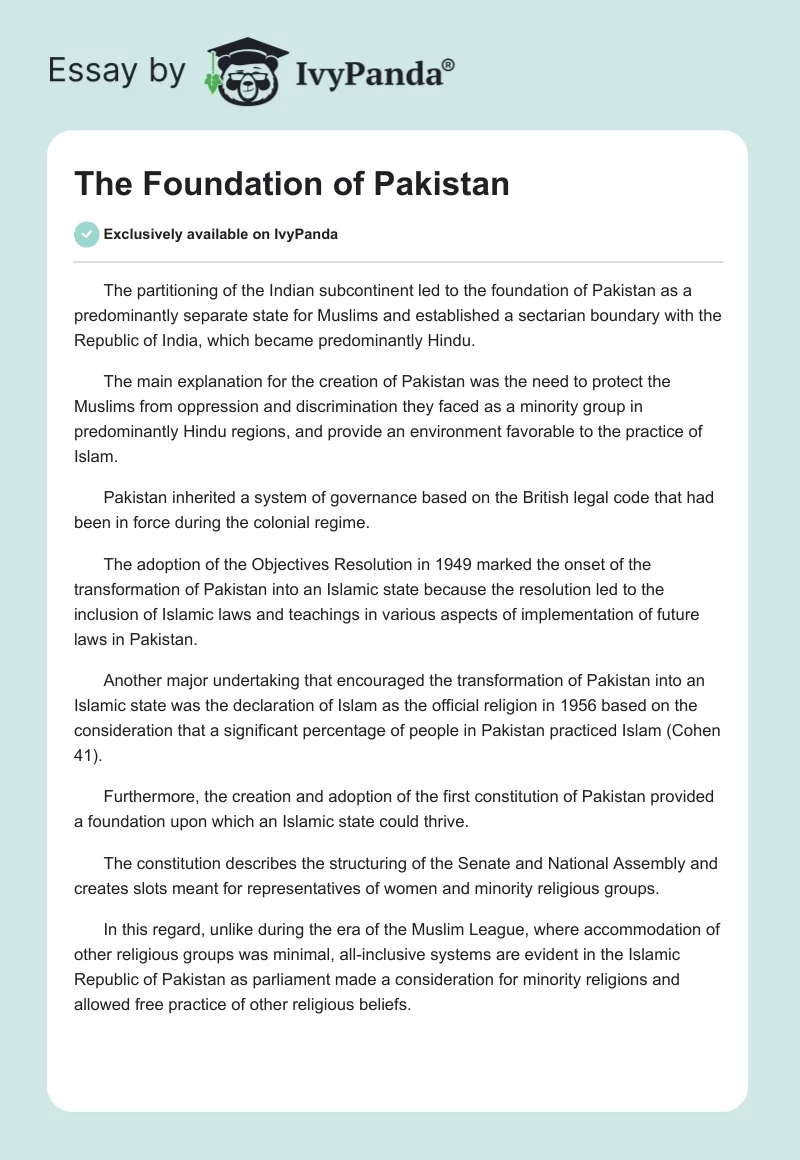 The Foundation of Pakistan. Page 1